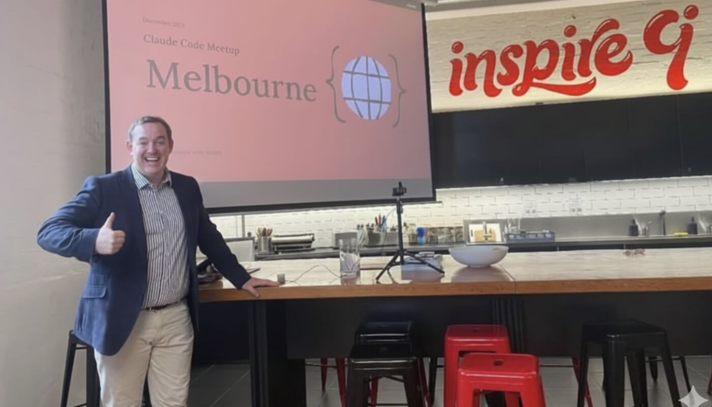 Rye Smith from Spruik Co at the Claude Code Melbourne event